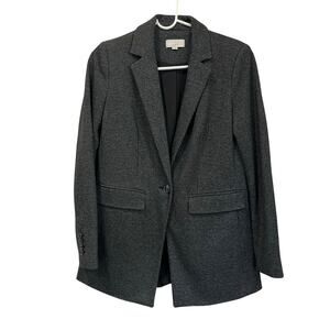 LOFT Blazer Size 0 Gray Houndstooth Classic Work Career Jacket